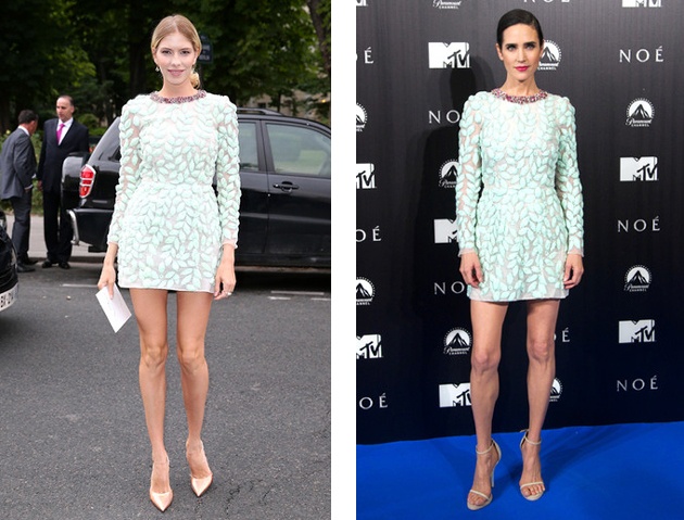 Кому больше идет мини-платье Giambattista Valli - Елене Перминовой или Дженнифер Коннелли?