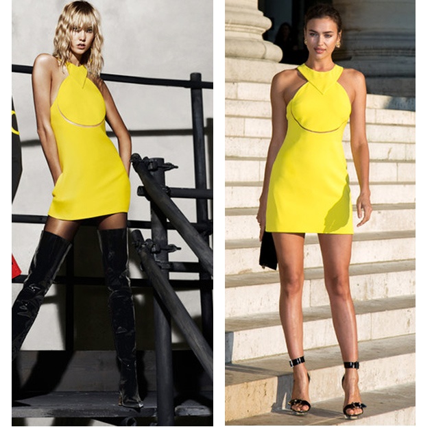Кому идет больше ярко-желтое платье от Versace - Карли Клосс или Ирине Шейк?