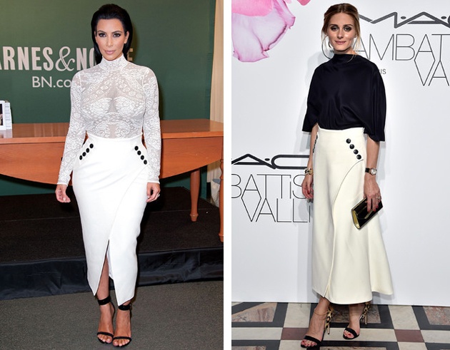 Кто выглядит лучше в юбке макси от Dior - Ким Кардашьян или Оливия Палермо?
