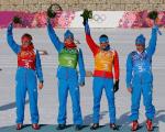 Лыжники Дмитрий Япаров, Александр Бессмертных, Александр Легков и Максим Вылегжанин завоевали серебро в эстафете.